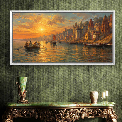 Banaras Ghat Premium Canvas Painting