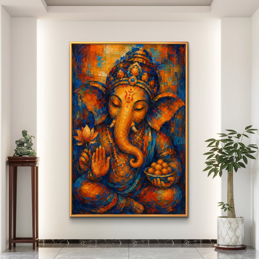 Lord Ganesha Premium Canvas Painting - Premium Wall Art | Decor By Neon