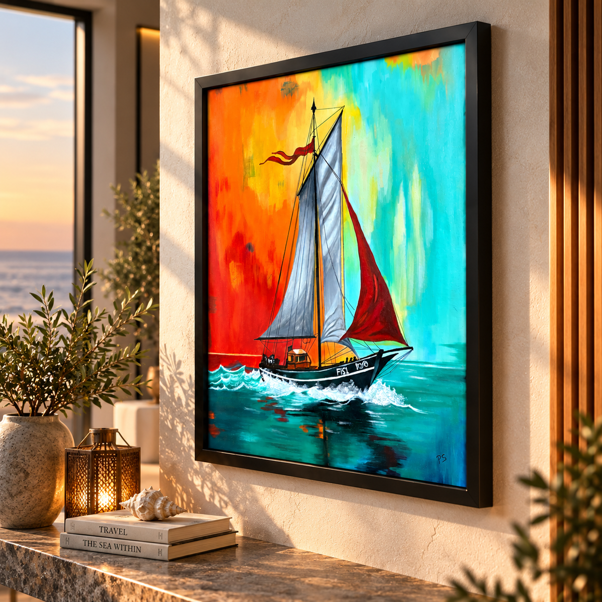 Sailing Through Colours Original & Exclusive Hand Painting 19 x 25 Inches  | Premium Canvas Wall Art  (Only 1 in Stock) - Buy Online | Decor By Neon