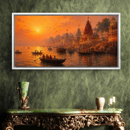 Banaras Ghat Premium Canvas Painting