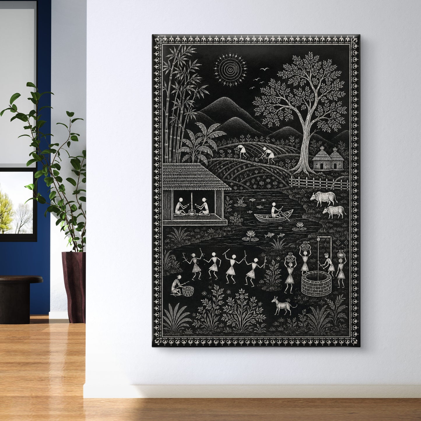 Warli Art Premium Canvas Painting - Buy Online | Decor By Neon