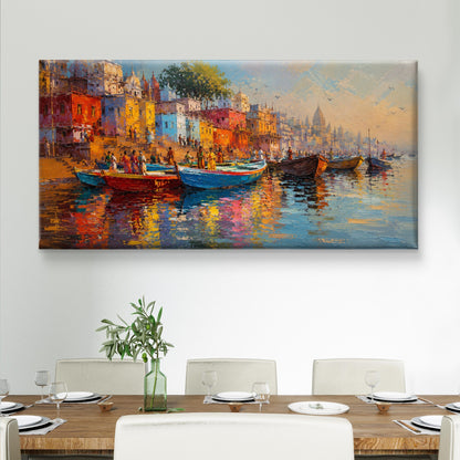 Banaras Ghat Premium Canvas Painting