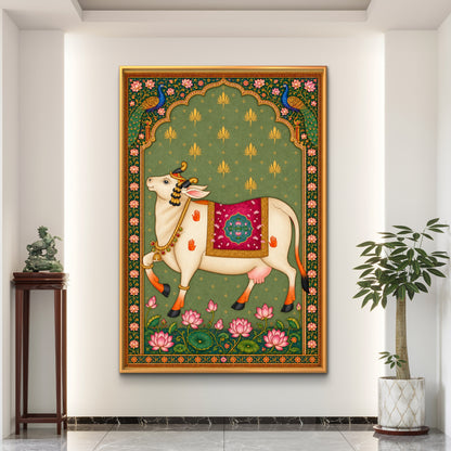 Traditional Pichwai Kamdhenu Cow Premium Canvas Painting