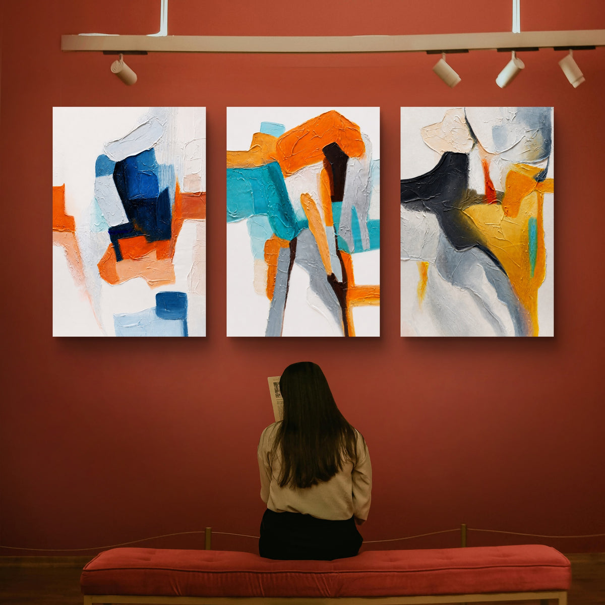 Set of 3 Abstract Art Premium Canvas Painting - Buy Online | Decor By Neon