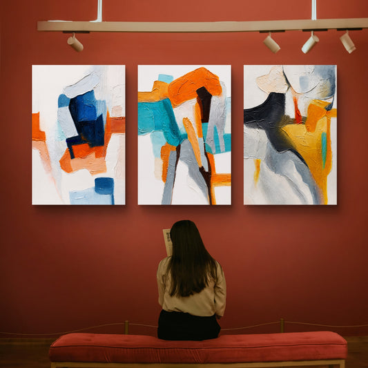 Set of 3 Abstract Art Premium Canvas Painting - Premium Wall Art | Decor By Neon