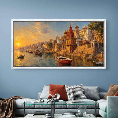 Banaras Ghat Premium Canvas Painting