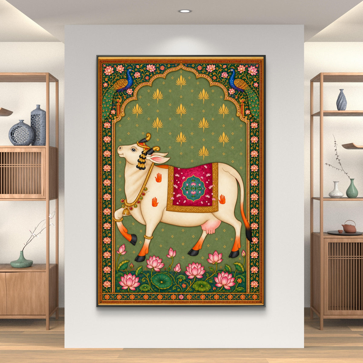 Traditional Pichwai Kamdhenu Cow Premium Canvas Painting - Buy Online | Decor By Neon