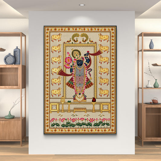 Traditional Pichwai Shrinathji Premium Canvas Painting - Canvas Wall Art | Decor By Neon