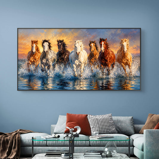 Seven Horses Premium Canvas Painting - Canvas Wall Art | Decor By Neon