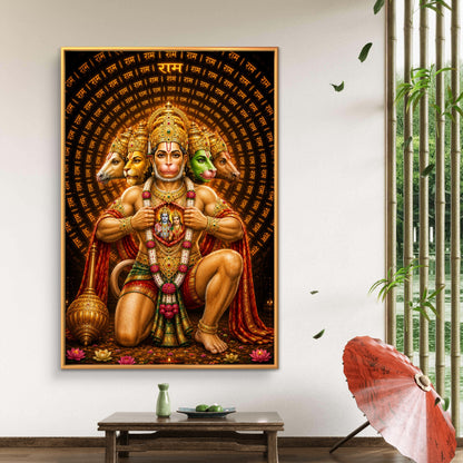 Panchmukhi Hanuman Ji Premium Canvas Painting