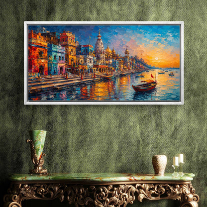 Banaras Ghat Premium Canvas Painting