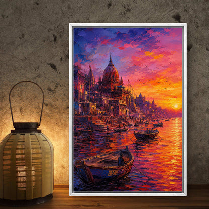 Banaras Ghat Premium Canvas Painting