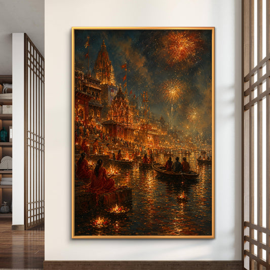 Banaras Ghat Premium Canvas Painting - Premium Wall Art | Decor By Neon