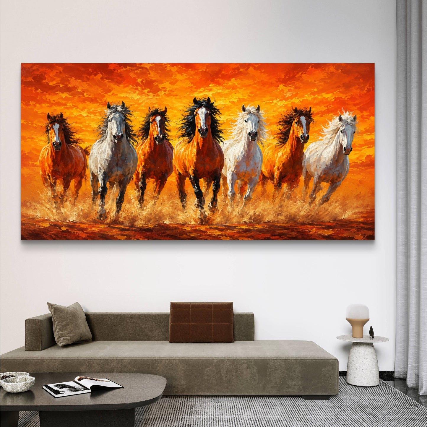 Seven Horses Premium Canvas Painting - Buy Online | Decor By Neon