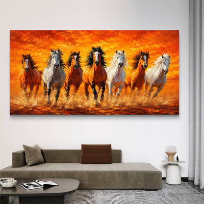 Seven Horses Premium Canvas Painting