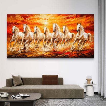 Seven Horses Premium Canvas Painting