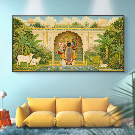 Traditional Pichwai Shrinathji Premium Canvas Painting - Canvas Wall Art | Decor By Neon