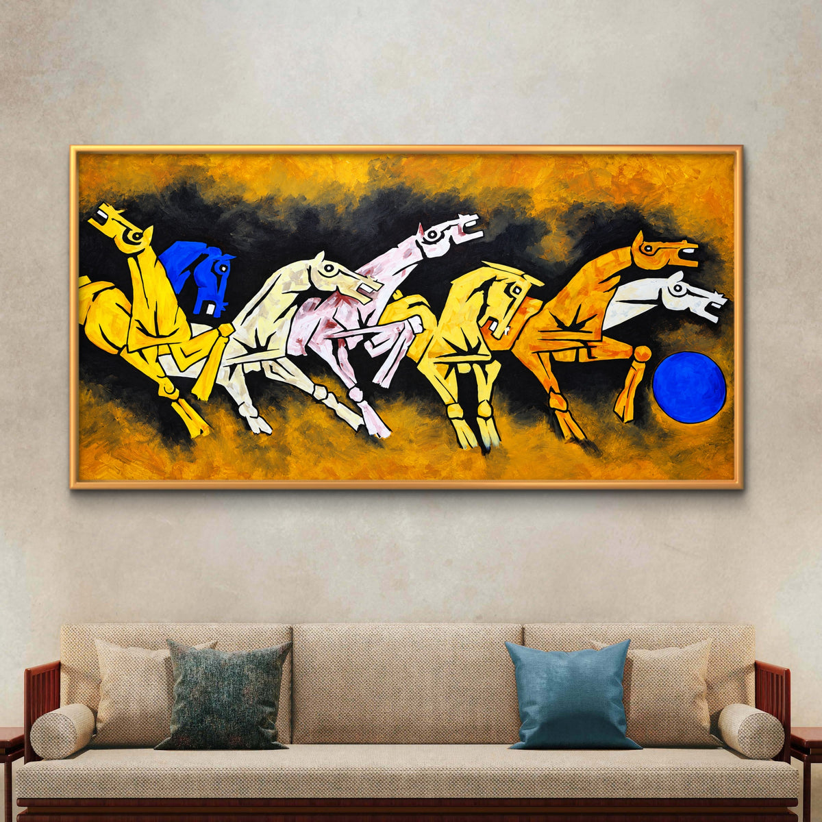 Seven Horses Premium Canvas Painting - Buy Online | Decor By Neon