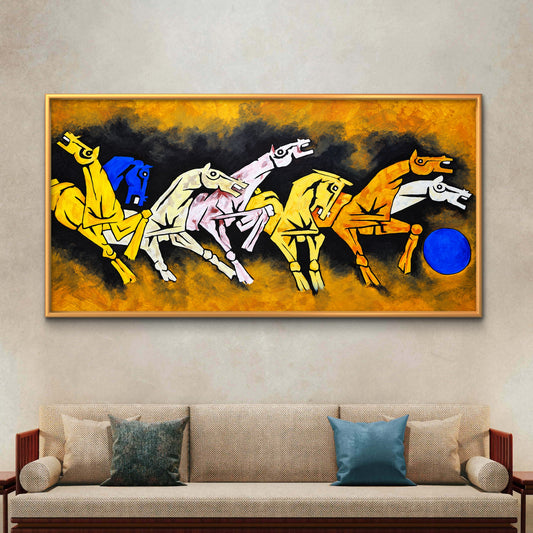 Seven Horses Premium Canvas Painting - Premium Wall Art | Decor By Neon