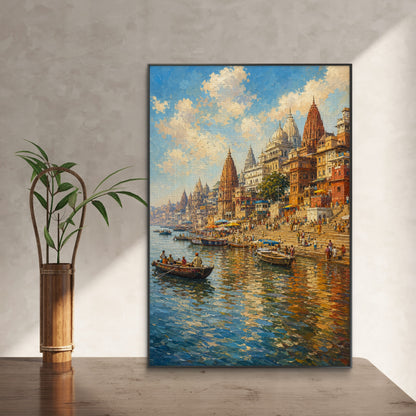 Banaras Ghat Premium Canvas Painting