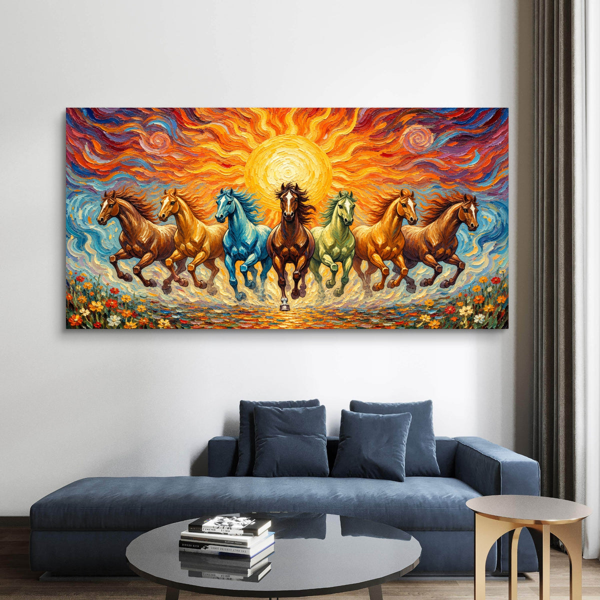 Seven Horses Premium Canvas Painting - Buy Online | Decor By Neon