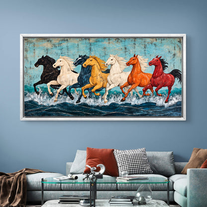 Seven Horses Premium Canvas Painting