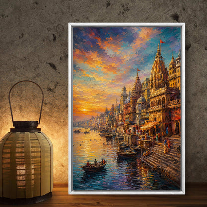 Banaras Ghat Premium Canvas Painting