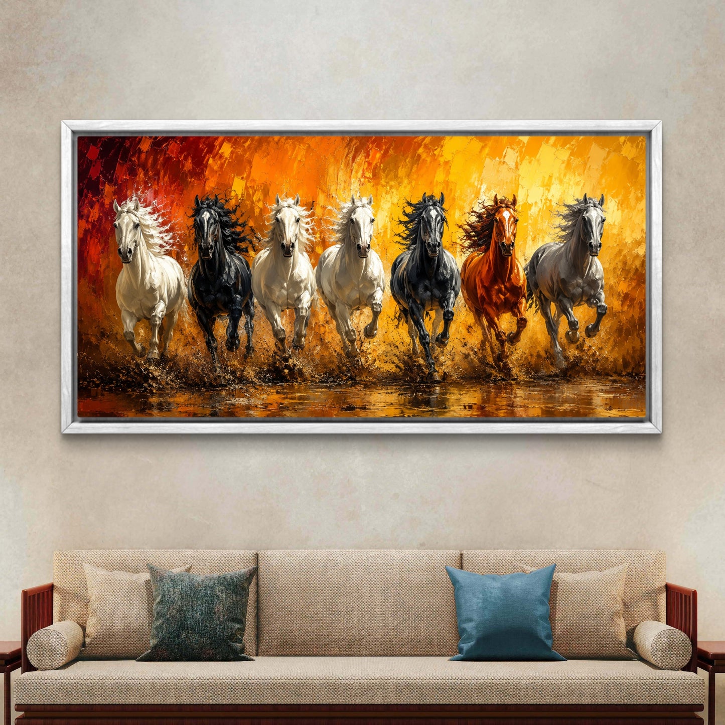 Seven Horses Premium Canvas Painting - Buy Online | Decor By Neon