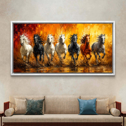 Seven Horses Premium Canvas Painting