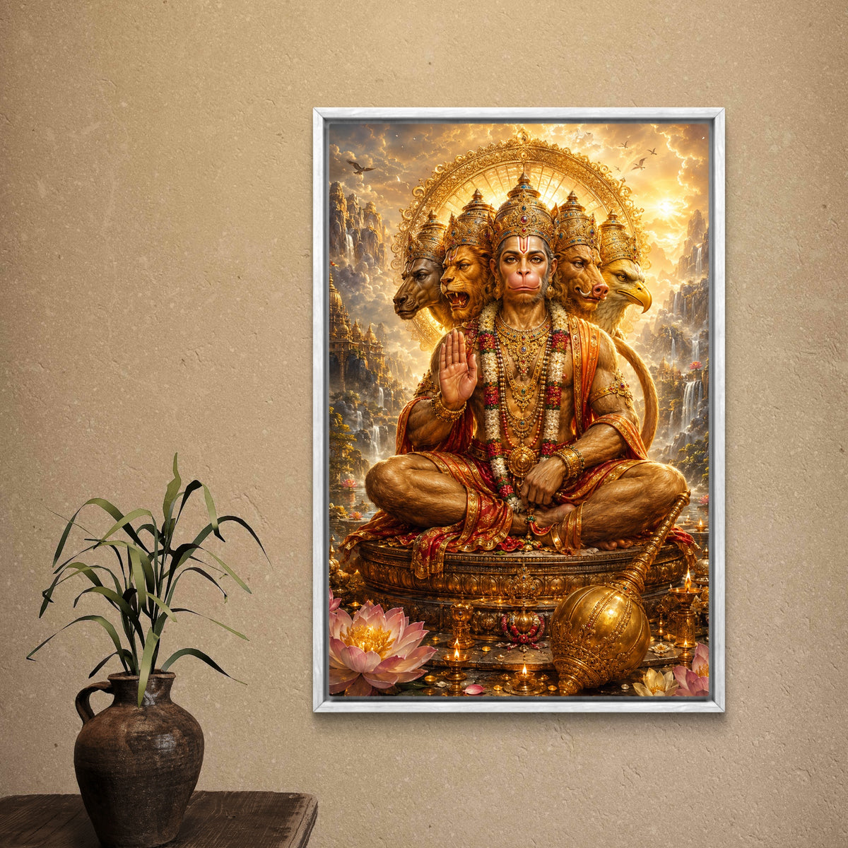 Panchmukhi Hanuman Ji Premium Canvas Painting - Buy Online | Decor By Neon