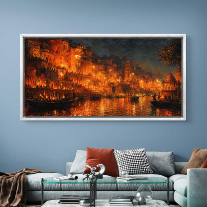 Banaras Ghat Premium Canvas Painting