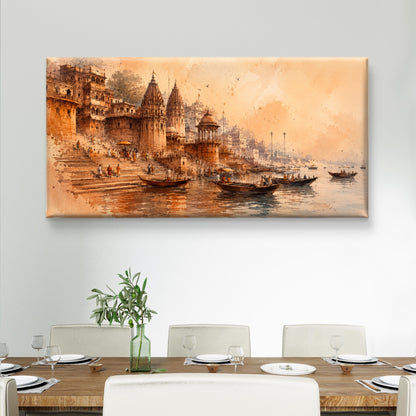Banaras Ghat Premium Canvas Painting