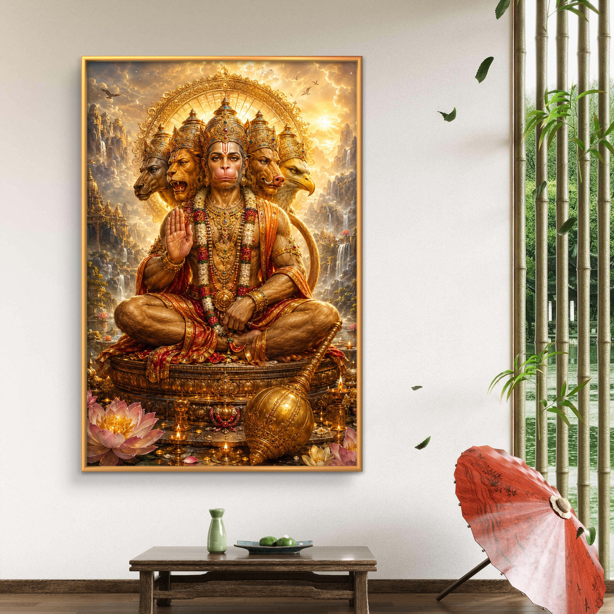 Panchmukhi Hanuman Ji Premium Canvas Painting - Buy Online | Decor By Neon