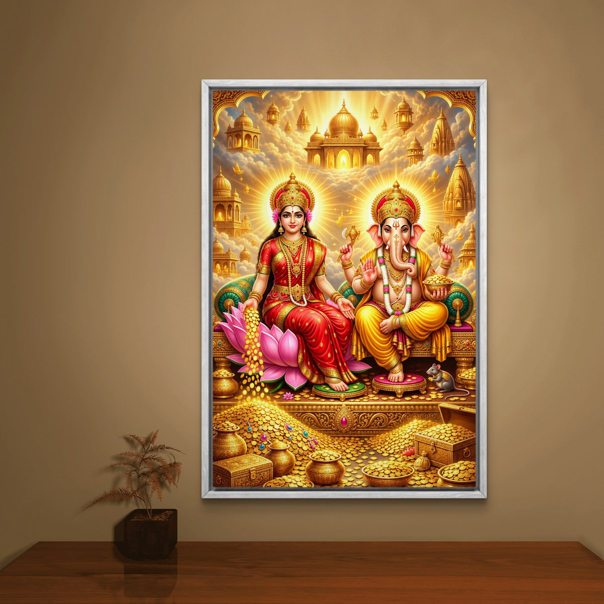 Ganesh Lakshmi Ji Premium Canvas Painting - Buy Online | Decor By Neon