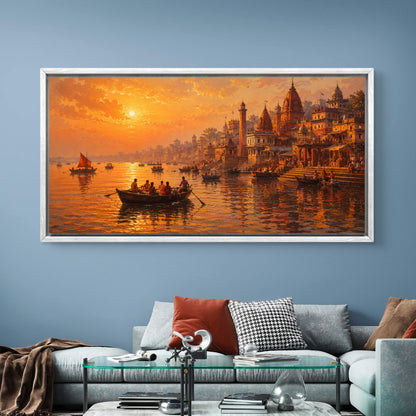 Banaras Ghat Premium Canvas Painting