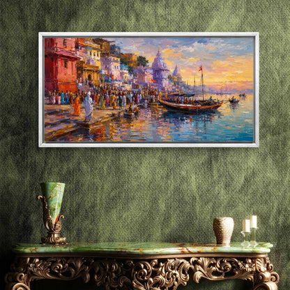 Banaras Ghat Premium Canvas Painting