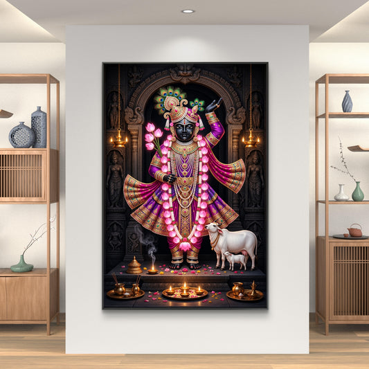 Traditional Pichwai Shrinathji Premium Canvas Painting - Canvas Wall Art | Decor By Neon