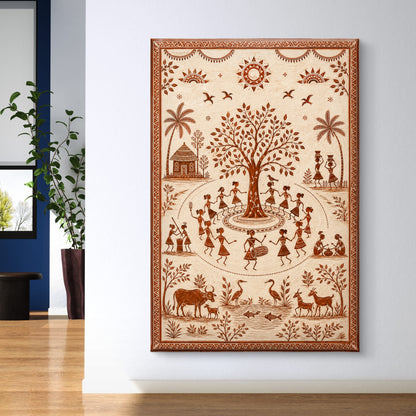 Warli Art Premium Canvas Painting
