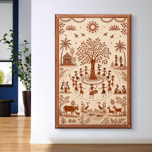 Warli Art Premium Canvas Painting - Premium Wall Art | Decor By Neon