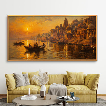 Banaras Ghat Premium Canvas Painting