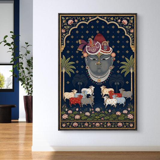 Traditional Pichwai Shrinathji Premium Canvas Painting - Canvas Wall Art | Decor By Neon