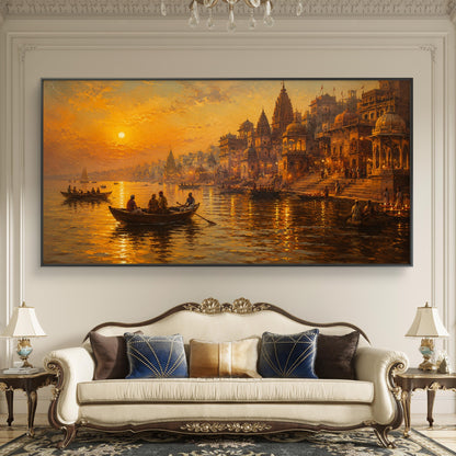 Banaras Ghat Premium Canvas Painting