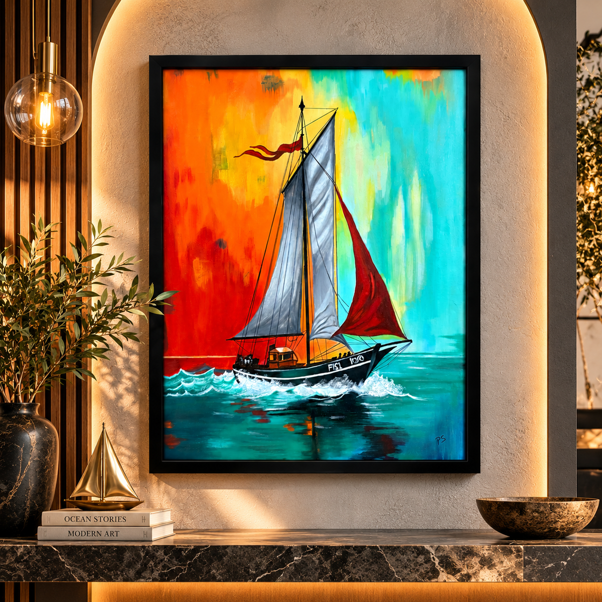 Sailing Through Colours Original & Exclusive Hand Painting 19 x 25 Inches  | Premium Canvas Wall Art  (Only 1 in Stock) - Buy Online | Decor By Neon