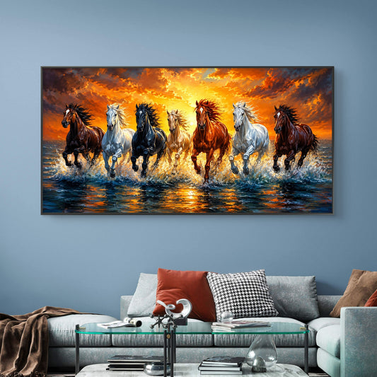 Seven Horses Premium Canvas Painting - Canvas Wall Art | Decor By Neon