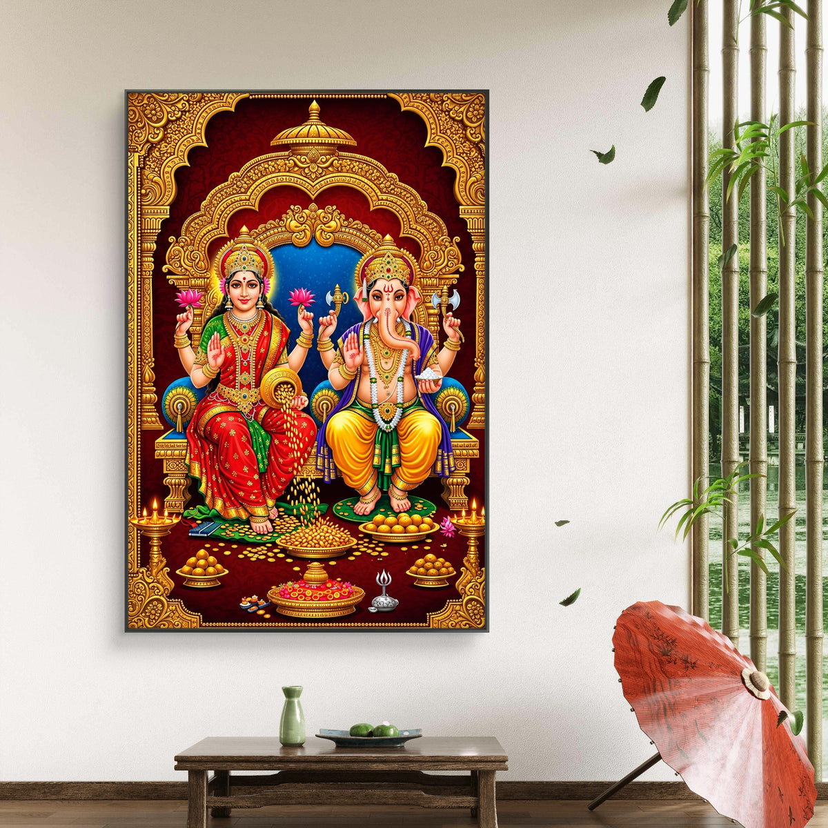 Ganesh Lakshmi Ji Premium Canvas Painting - Buy Online | Decor By Neon