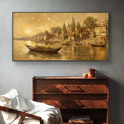 Banaras Ghat Premium Canvas Painting