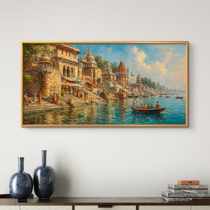 Banaras Ghat Premium Canvas Painting
