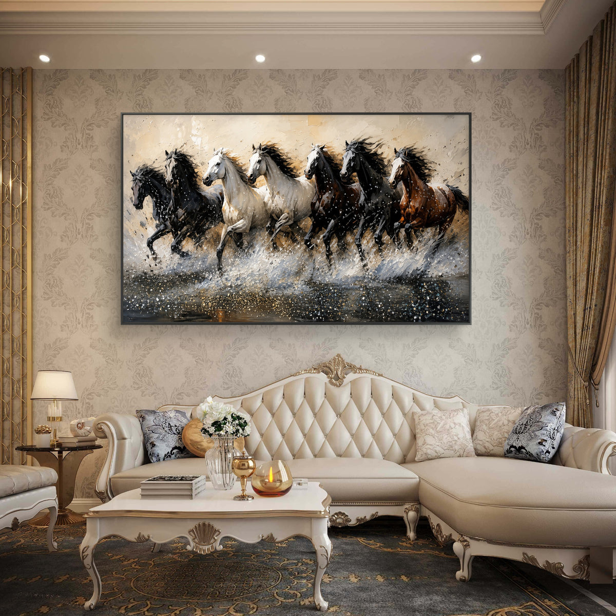 Seven Horses Premium Canvas Painting - Buy Online | Decor By Neon