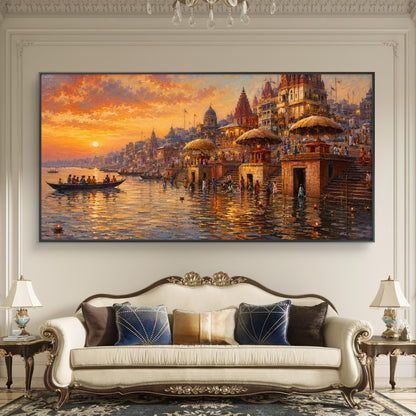 Banaras Ghat Premium Canvas Painting