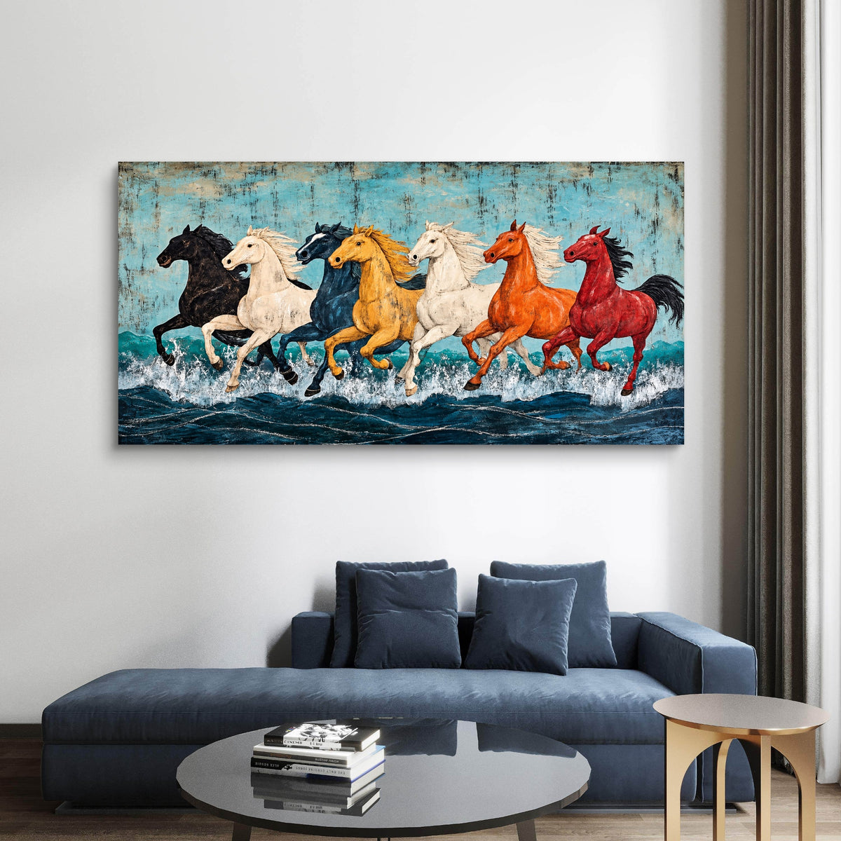 Seven Horses Premium Canvas Painting - Buy Online | Decor By Neon